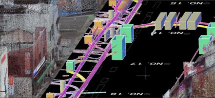 地上部の点群および既設埋設管・新規管路を統合したCIMモデル